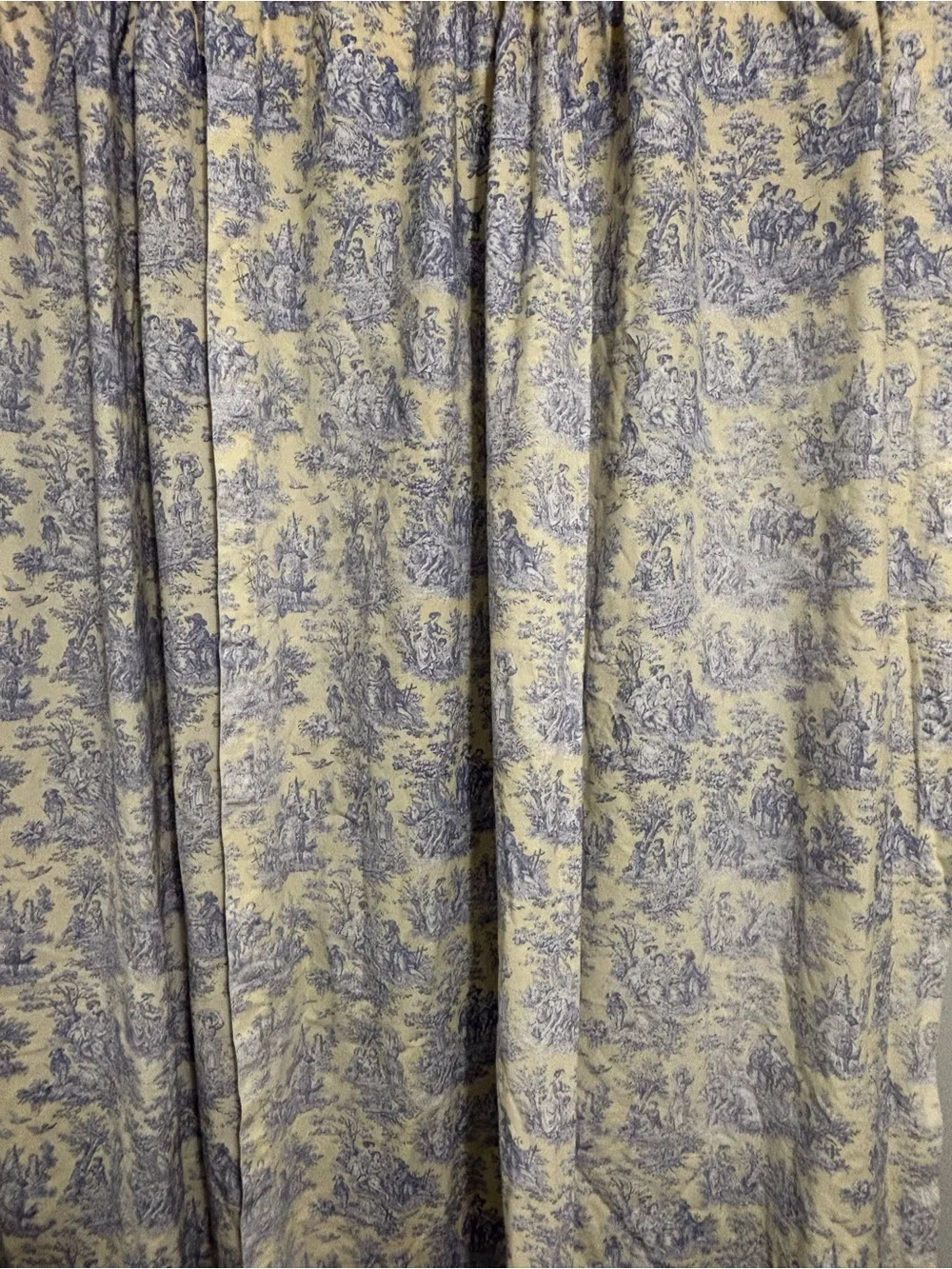 Waverly Blue Toile Curtain Panel on Pale Yellow background (4 panels available)